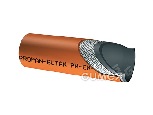 Hadice PROPAN pro propan butan a LPG, 12,5/22,5mm, 20bar, NBR/EPDM-SBR, -30°C/+70°C, oranžová